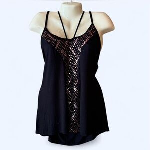 VOCAL Black Tank Top with Sequin Accents